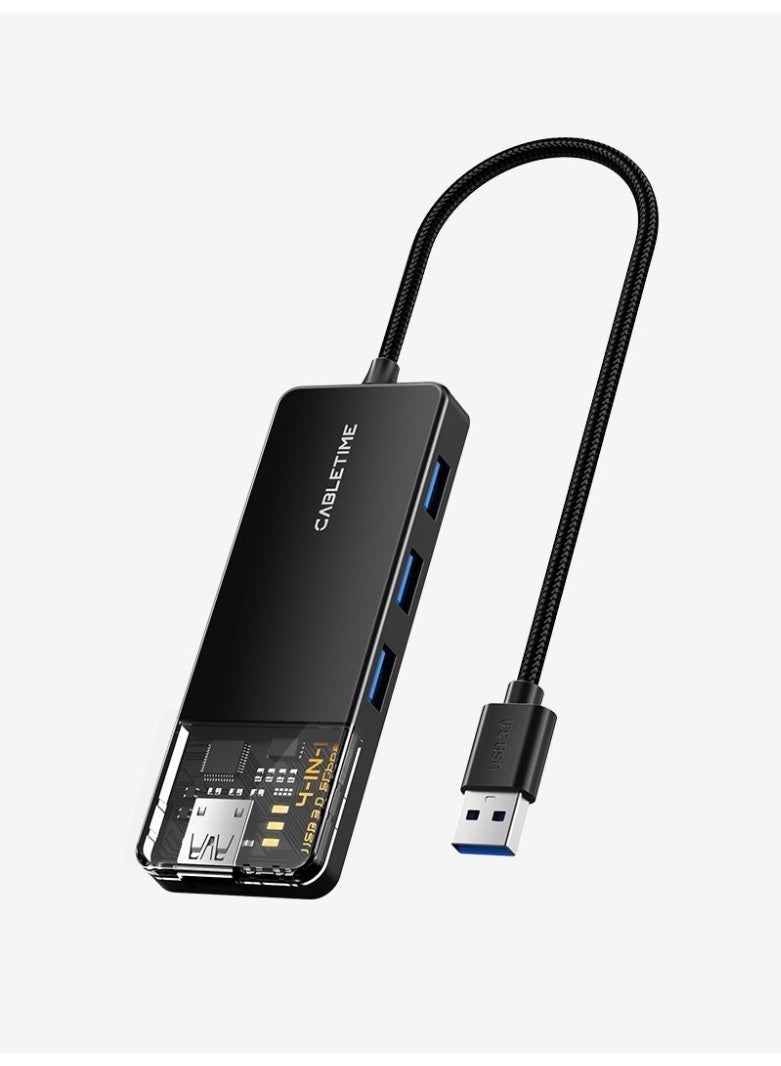 كابل تايم موزع USB-A 3.0 رباعي المنافذ فائق السرعة 5 جيجابت في الثانية مع مزود طاقة لأجهزة الكمبيوتر المحمولة | 0.15 متر - Image 1